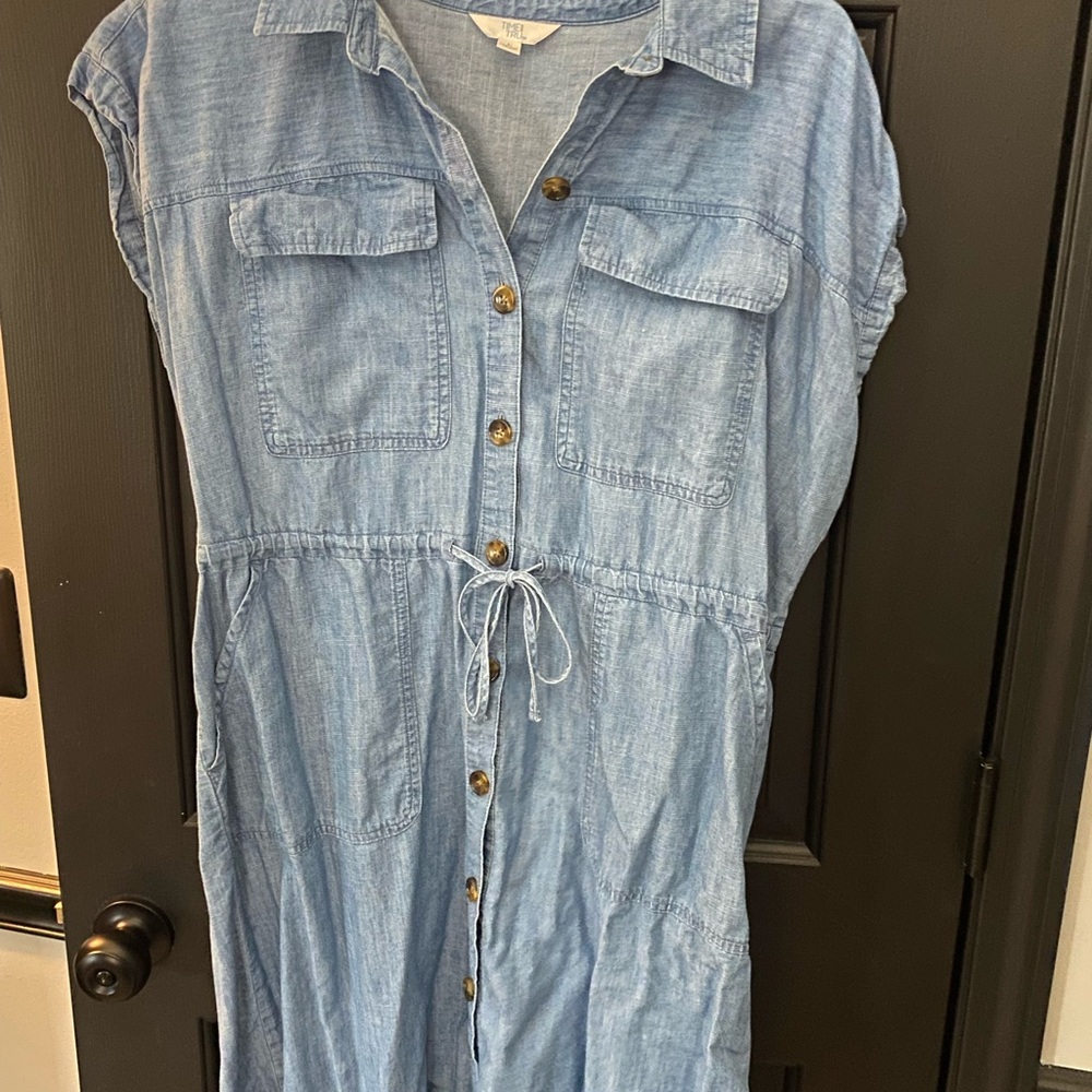 Light Blue Button-Up Denim Dress